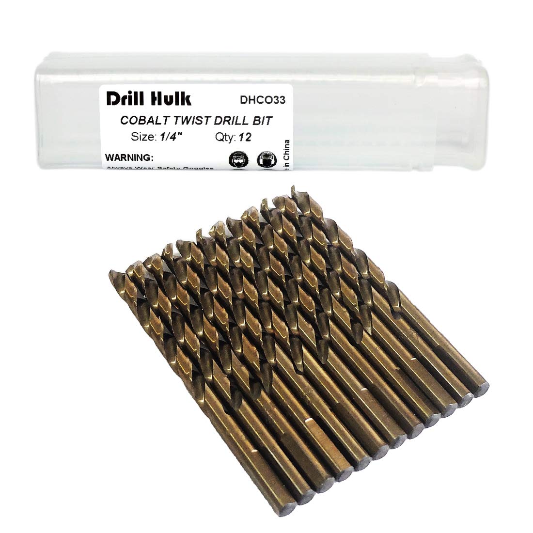 Drill Hulk quarter-inch cobalt bit set in case for hard metal drilling