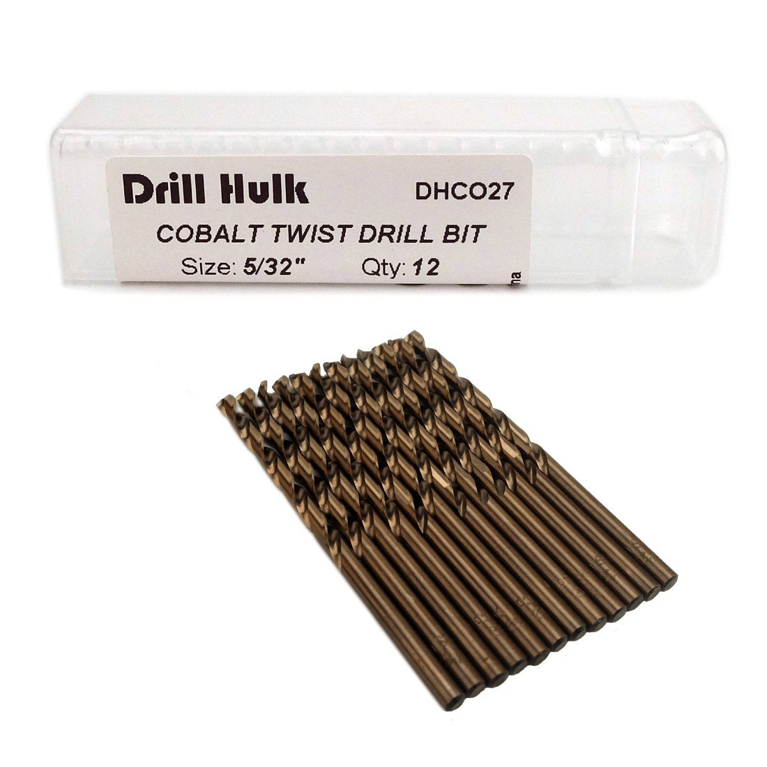 Drill Hulk 5/32-inch cobalt drill bit tip close-up for hard metals.