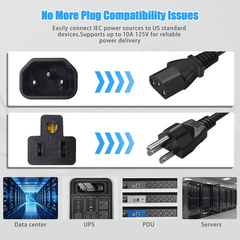 DRIVESTOR C14 to NEMA 5-15R adapter featuring corrosion resistant terminals for longevity.