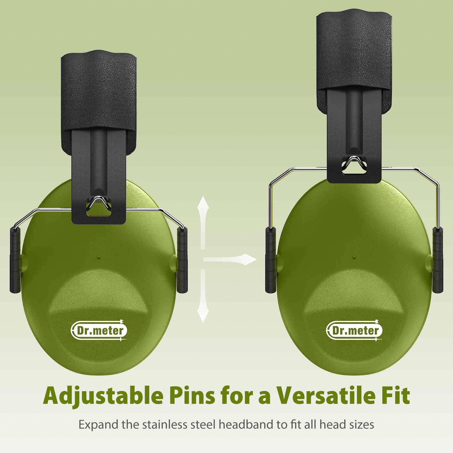Dr.meter adjustable headband earmuffs fitting different head sizes for comfort