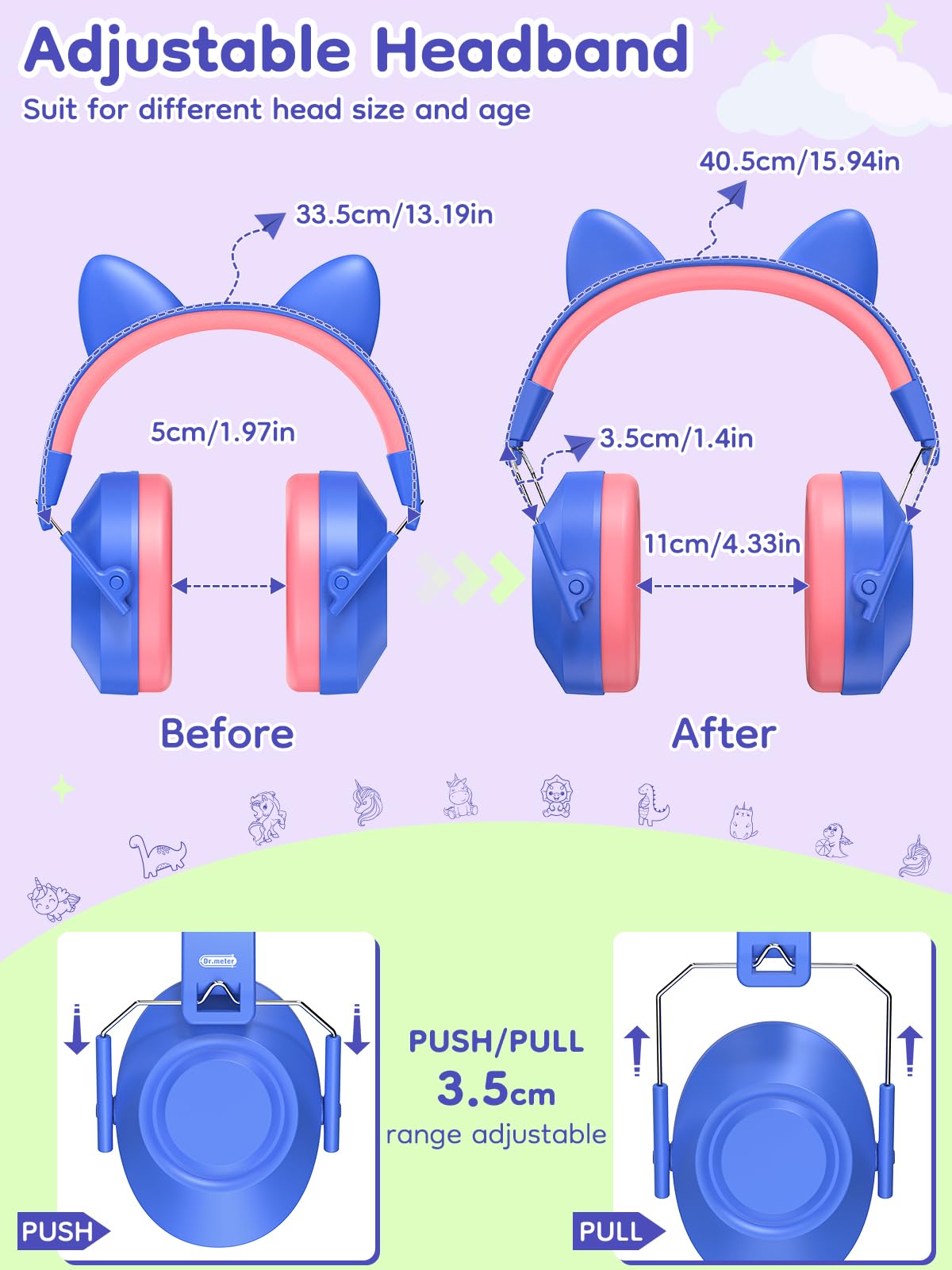 Dr.meter adjustable headband on kids with included stickers.