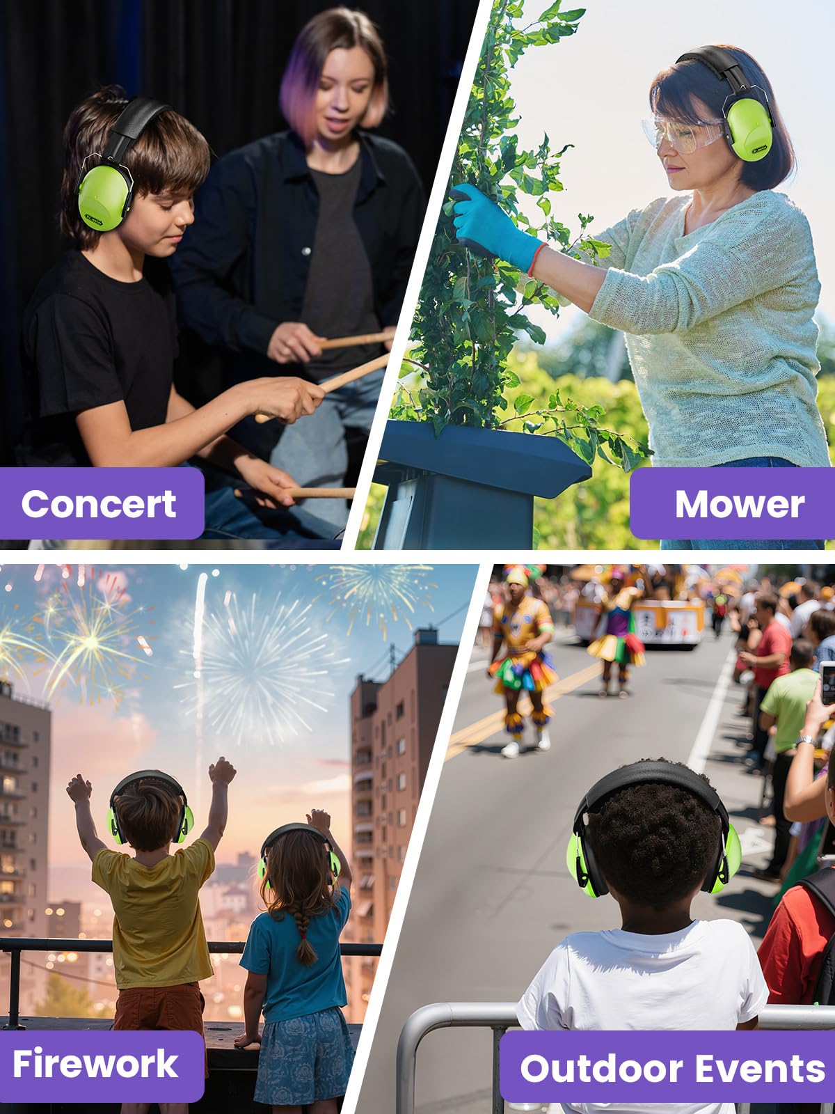 Dr.meter ear muffs kid wearing for concerts and games.