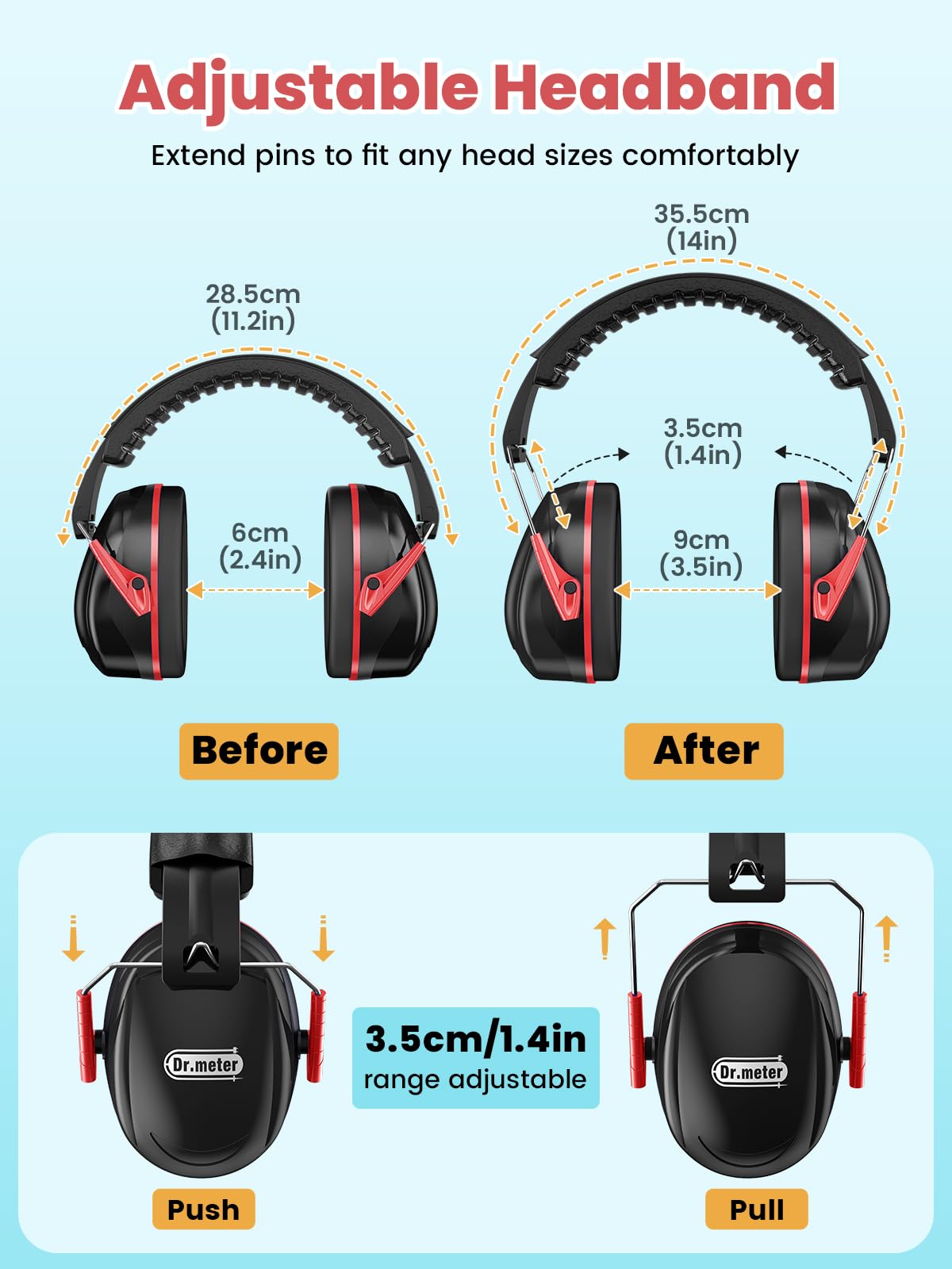 Dr.meter Ear Muffs soft cushions provide all-day wear comfort