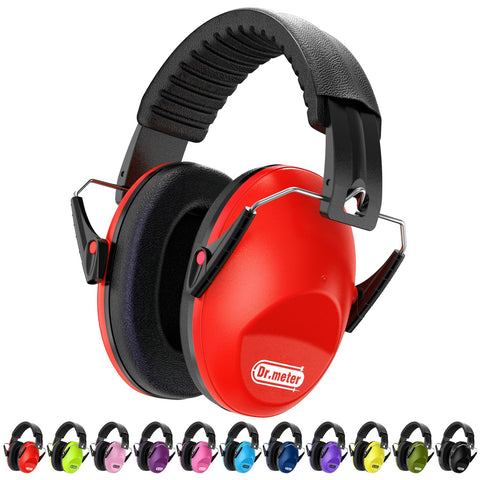 Dr.meter ear muffs reduce noise for kids during loud events in red