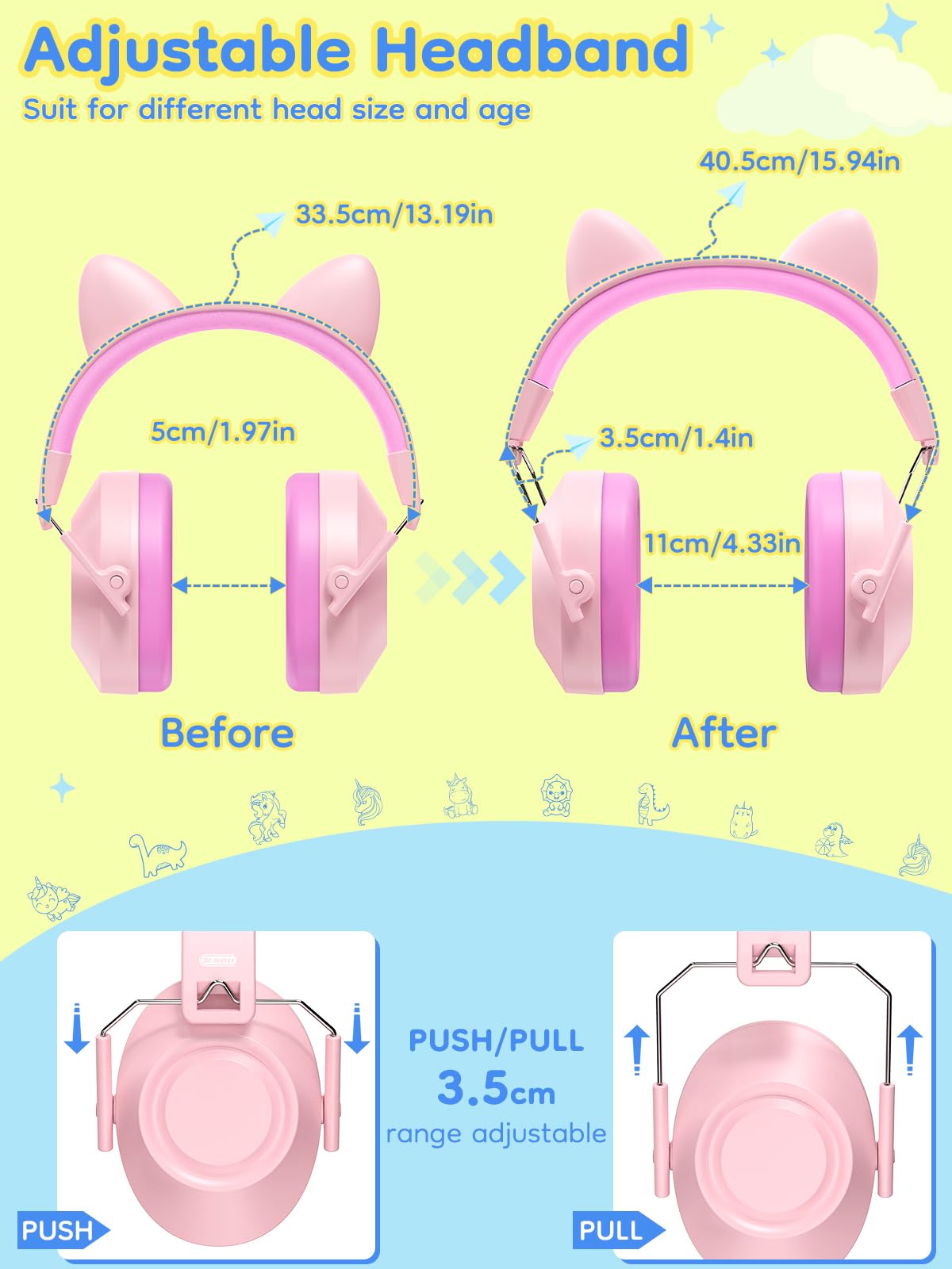 Foldable Dr.meter ear defenders compact for travel and storage.