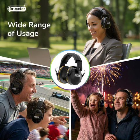 Dr.meter hunting and shooting earmuffs protect hearing on the range.
