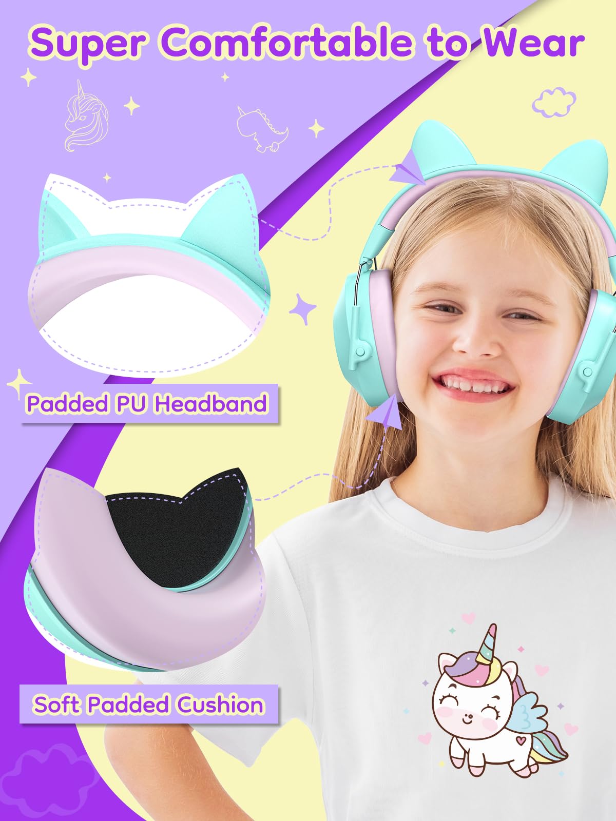 Dr.meter kids earmuffs with adjustable headband for a comfortable fit.