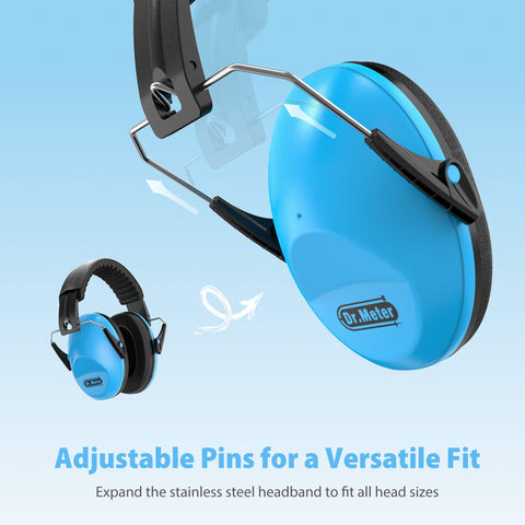 Dr.meter kids earmuffs folded compactly for easy backpack storage.