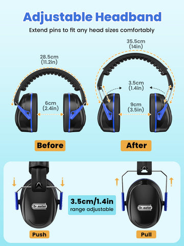 Dr.meter noise reduction earmuffs memory foam padding for all-day comfort