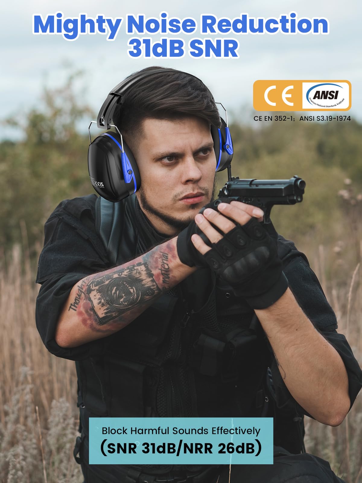 Dr.meter noise reduction earmuffs included protective pouch keeps gear clean