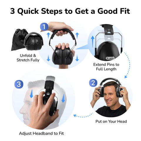 Dr.meter padded shell ear defenders deliver gentle pressure and long wear comfort.