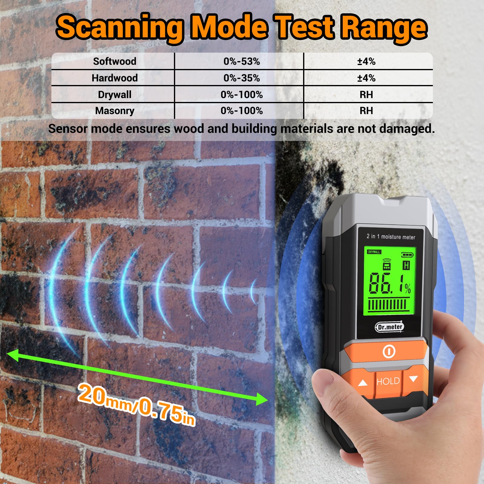Dr.meter pin-type wood moisture reading delivers fast, accurate results for timber projects.