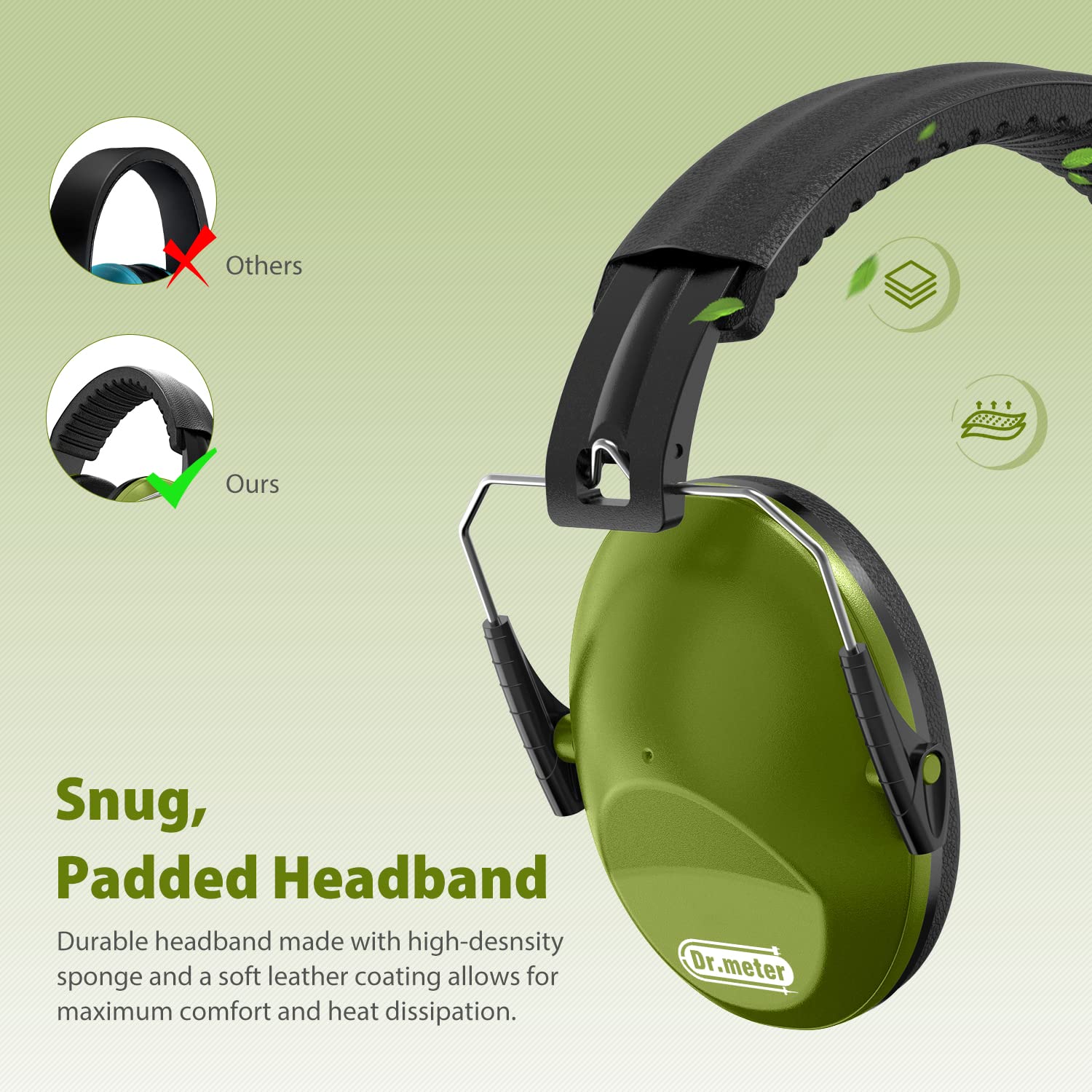 Dr.meter SNR 27.4 dB earmuffs shielding ears at concerts and games