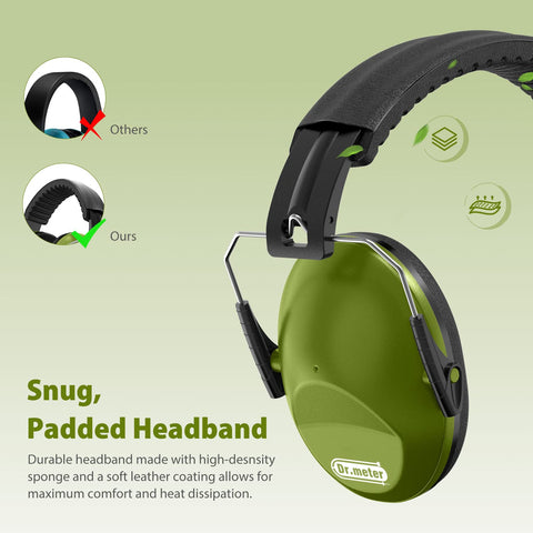 Dr.meter SNR 27.4 dB earmuffs shielding ears at concerts and games
