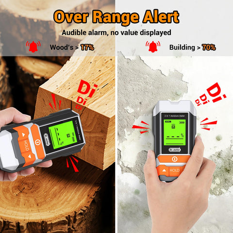 Dr.meter mode switch highlights appropriate settings for softwood and hardwood.