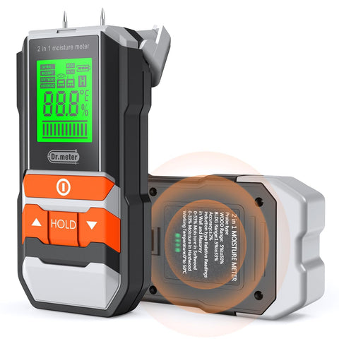 Dr.meter wood moisture meter 2in1 pin and pinless reads moisture quickly in wood.