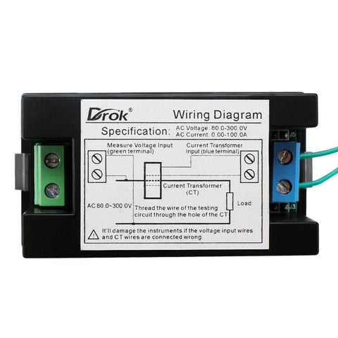 DROK AC Meter measures 80-300V AC for standard electrical circuits.