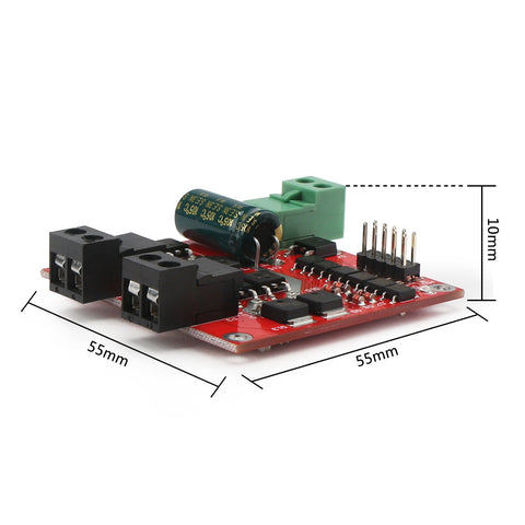 DROK compact 55x55x16mm motor driver fits tight enclosures.
