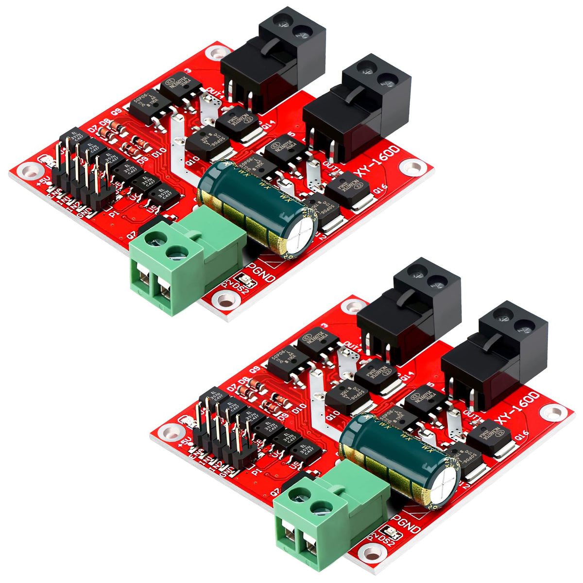 DROK DC motor driver with dual H-bridge for precise two-motor control.
