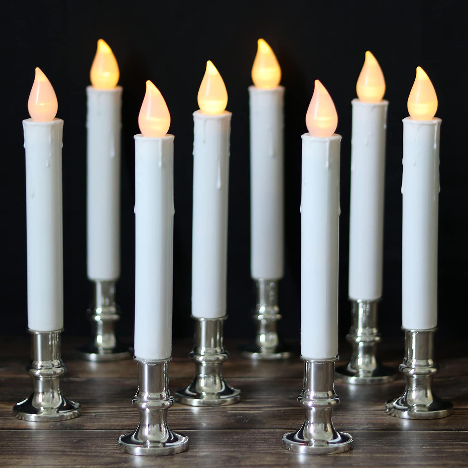 DRomance 9-inch flameless window taper candles illuminate glass without fire risk