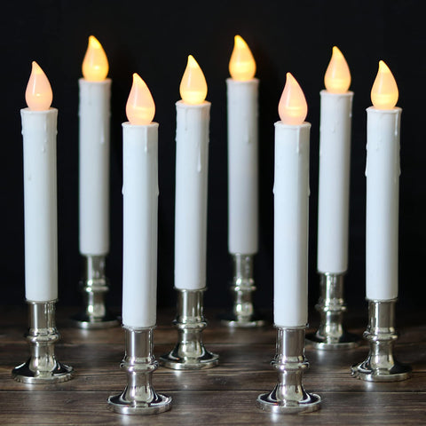 DRomance 9-inch flameless window taper candles illuminate glass without fire risk