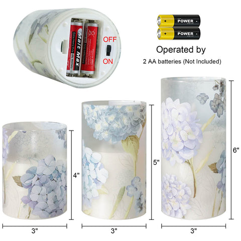 DRomance Hydrangea candle with glass shell and long-lasting battery life.