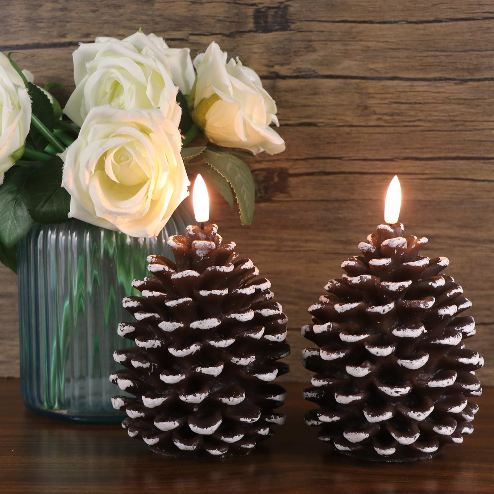 DRomance LED pinecone candle with 6-hour timer for easy use