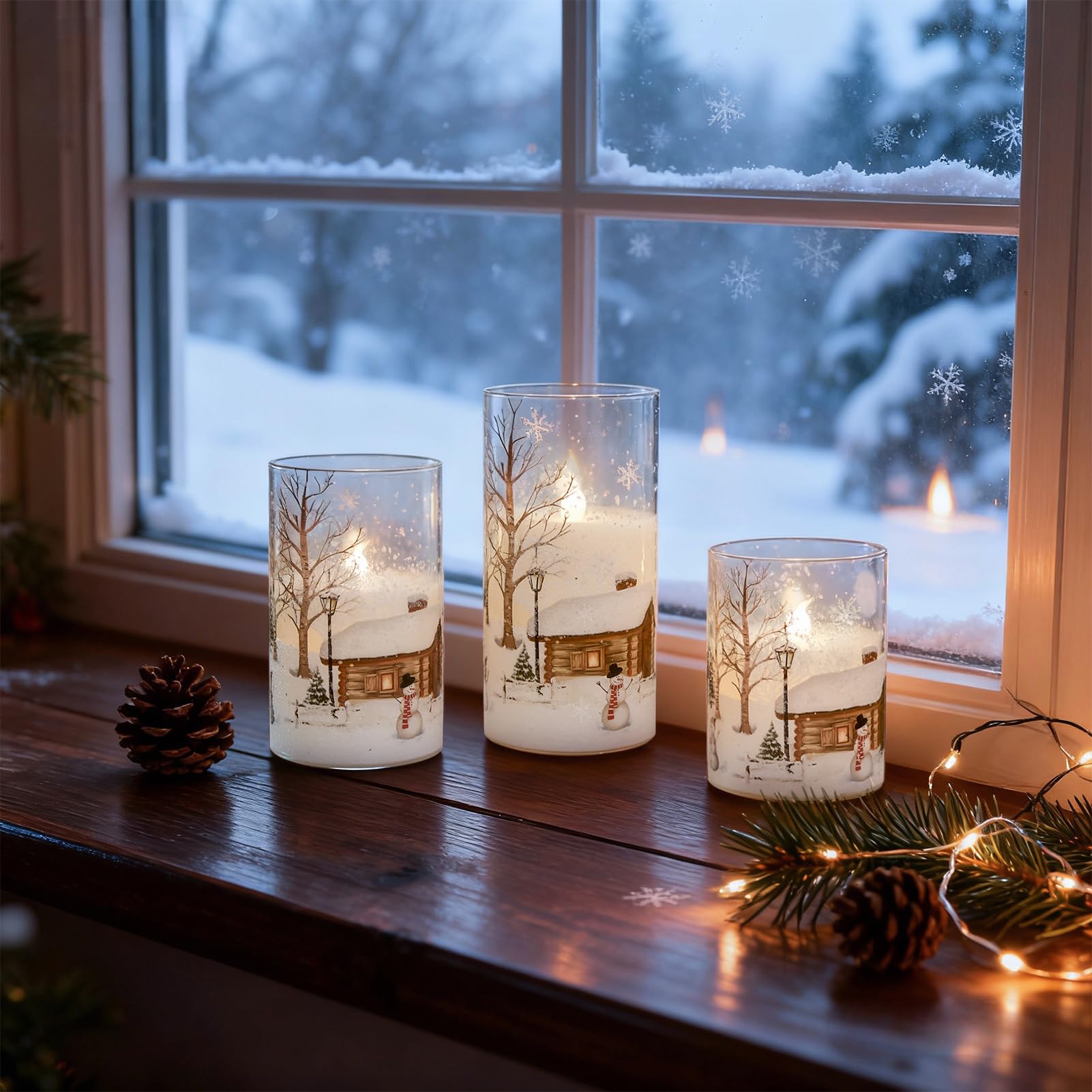 DRomance winter-scene decals create charming window decorations.