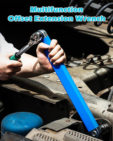 Dromco Offset Extension Wrench side view emphasizes slim profile for narrow access