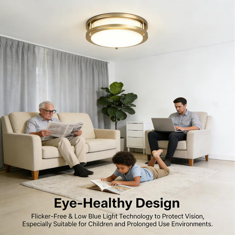 Drosbey 60W LED ceiling light in a modern bedroom setting.