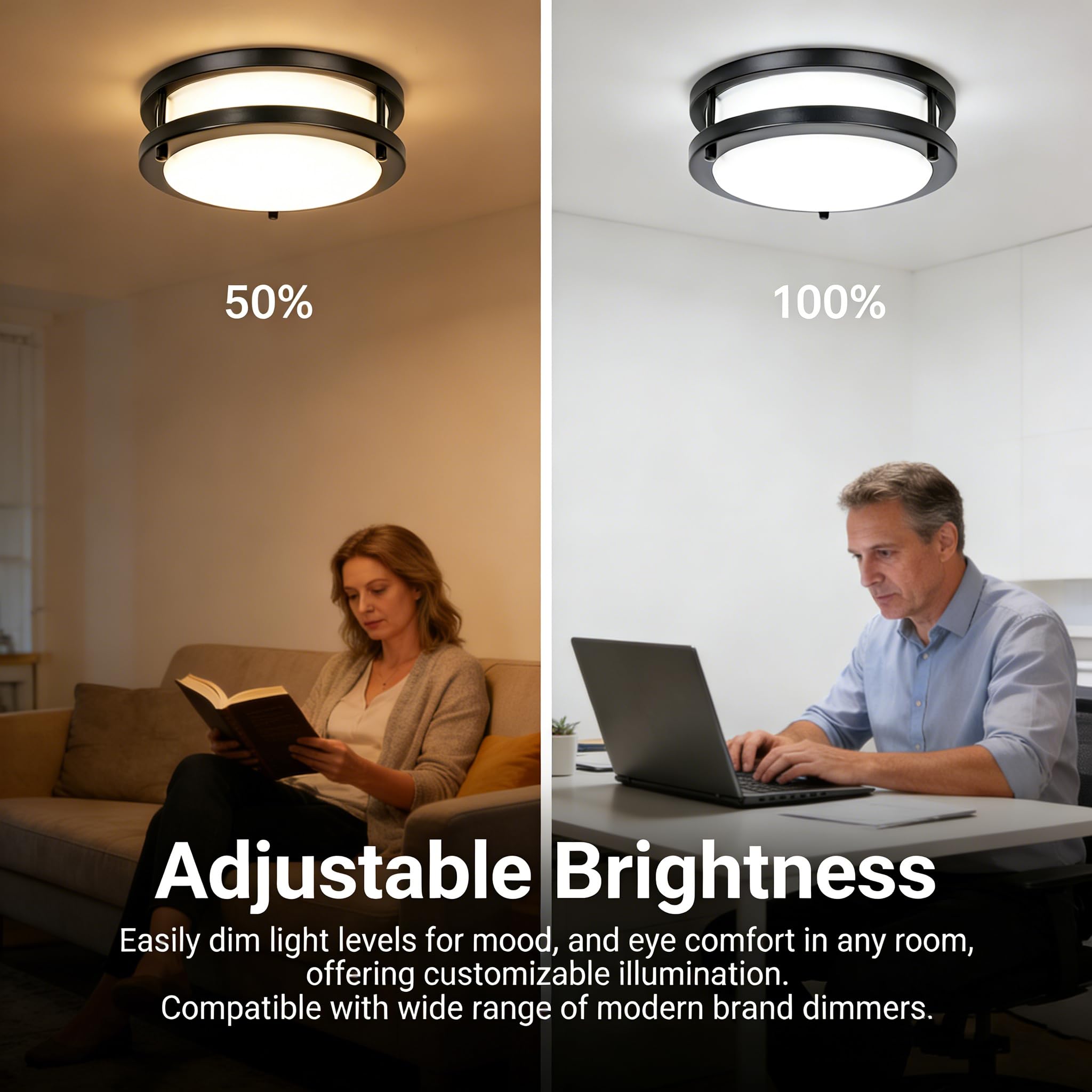 Drosbey EyeComfort flicker-free lighting reduces eye strain.