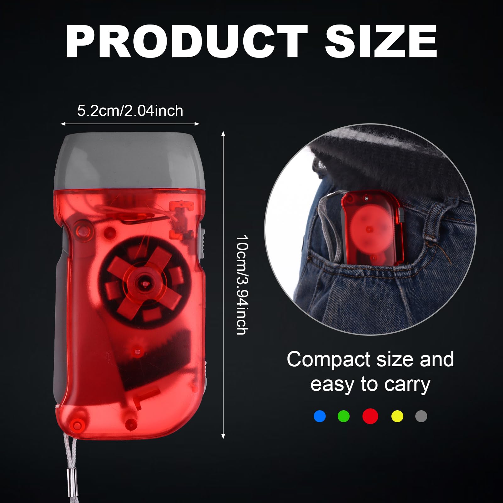 Droutti hand-crank flashlight 3-LED illumination for clear visibility during outdoor adventures.