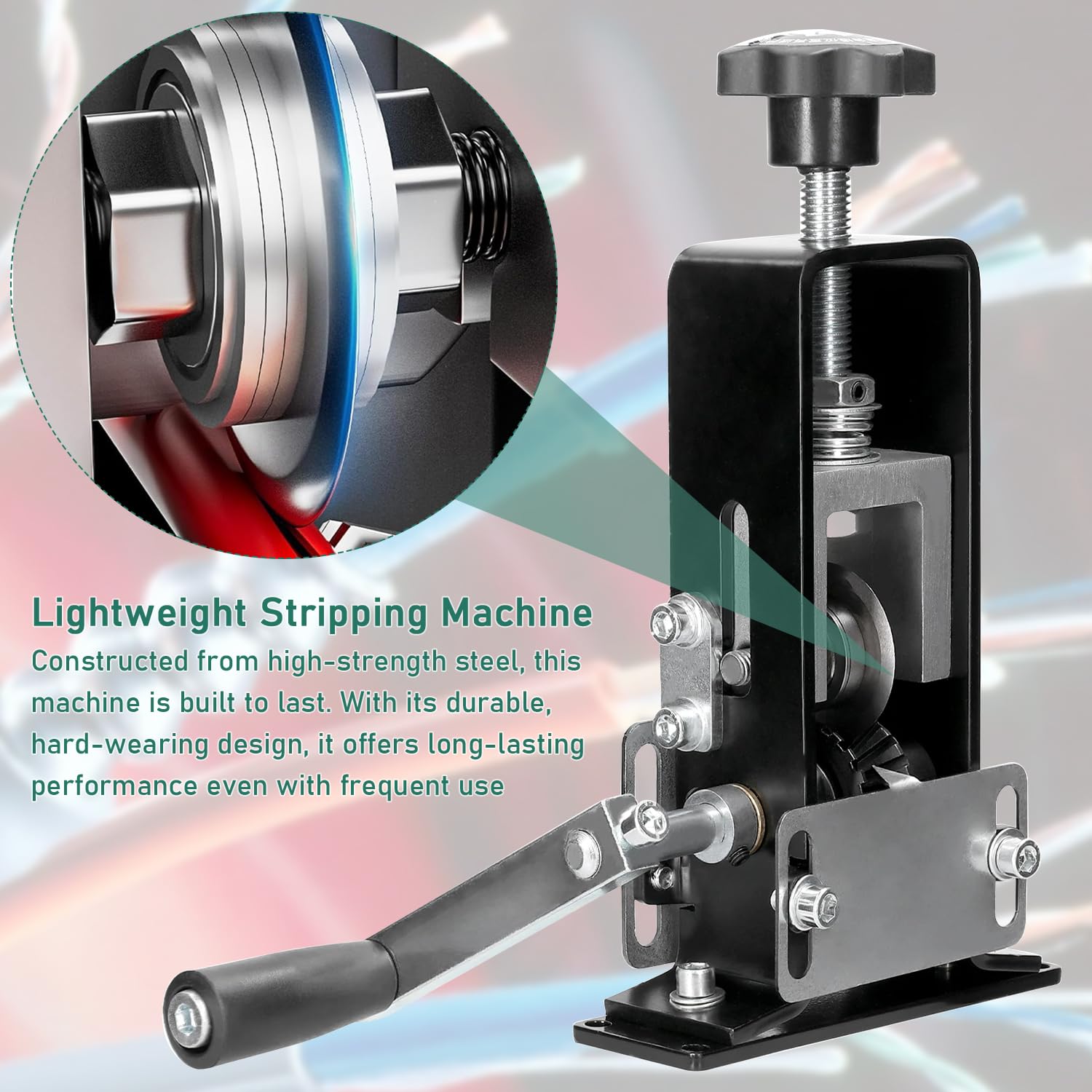 Drphiru wire stripper with double-bearing blades for clean insulation removal