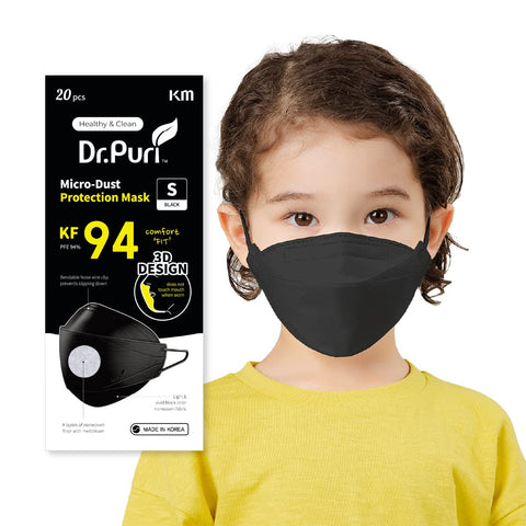 Dr.Puri KF94 kids mask black small packing for hygienic everyday use