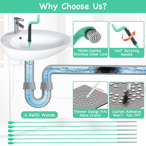 DrSnake slim 0.22-inch diameter fits through shower grates and pop-up stoppers.