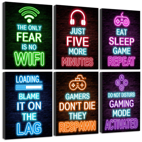 Drsoum neon-sign style video gamer wall art in 8x10 format for bold teen rooms.