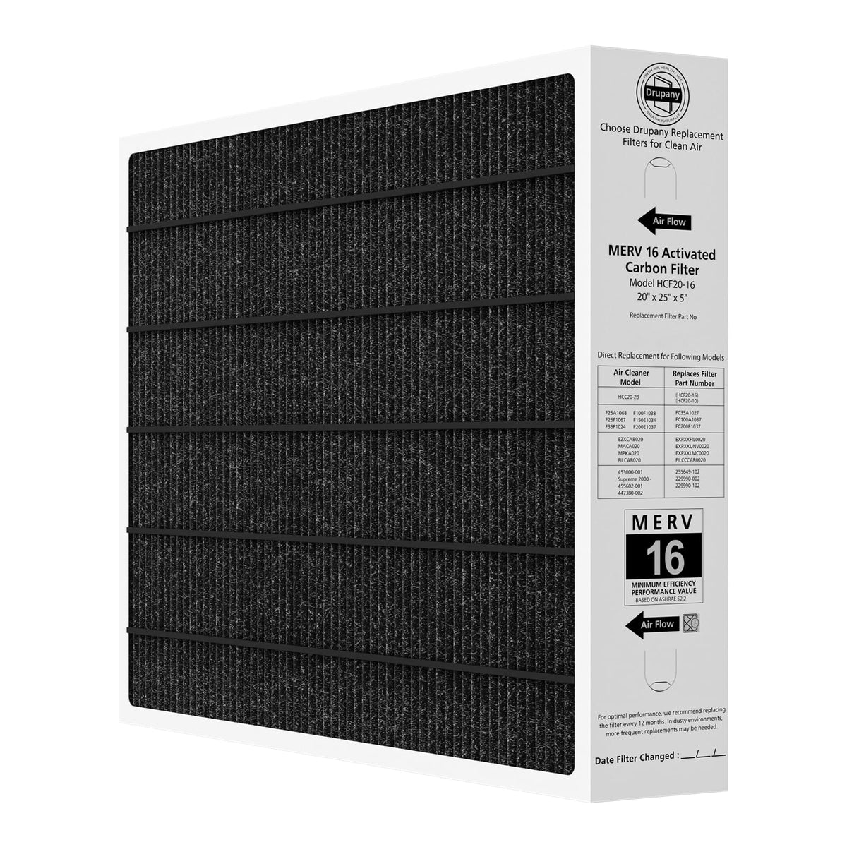 Drupany 1-pack packaging highlights easy, tool-free replacement for cleaner air.