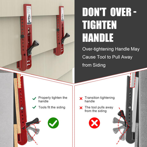 Drusolell clamps with rubber padding protect siding surfaces.