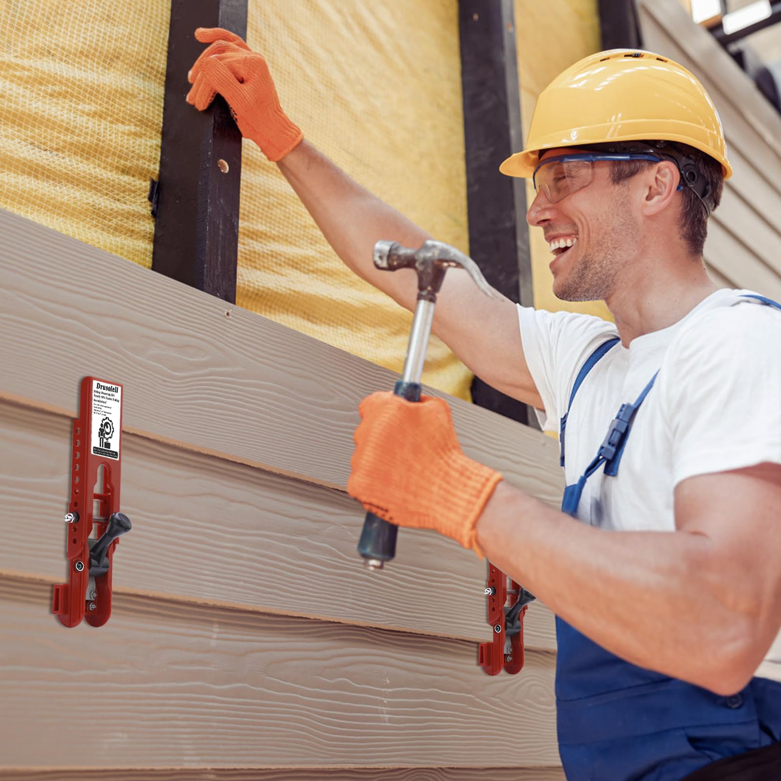 Drusolell siding support accommodates up to 12-foot cement-board lengths securely.