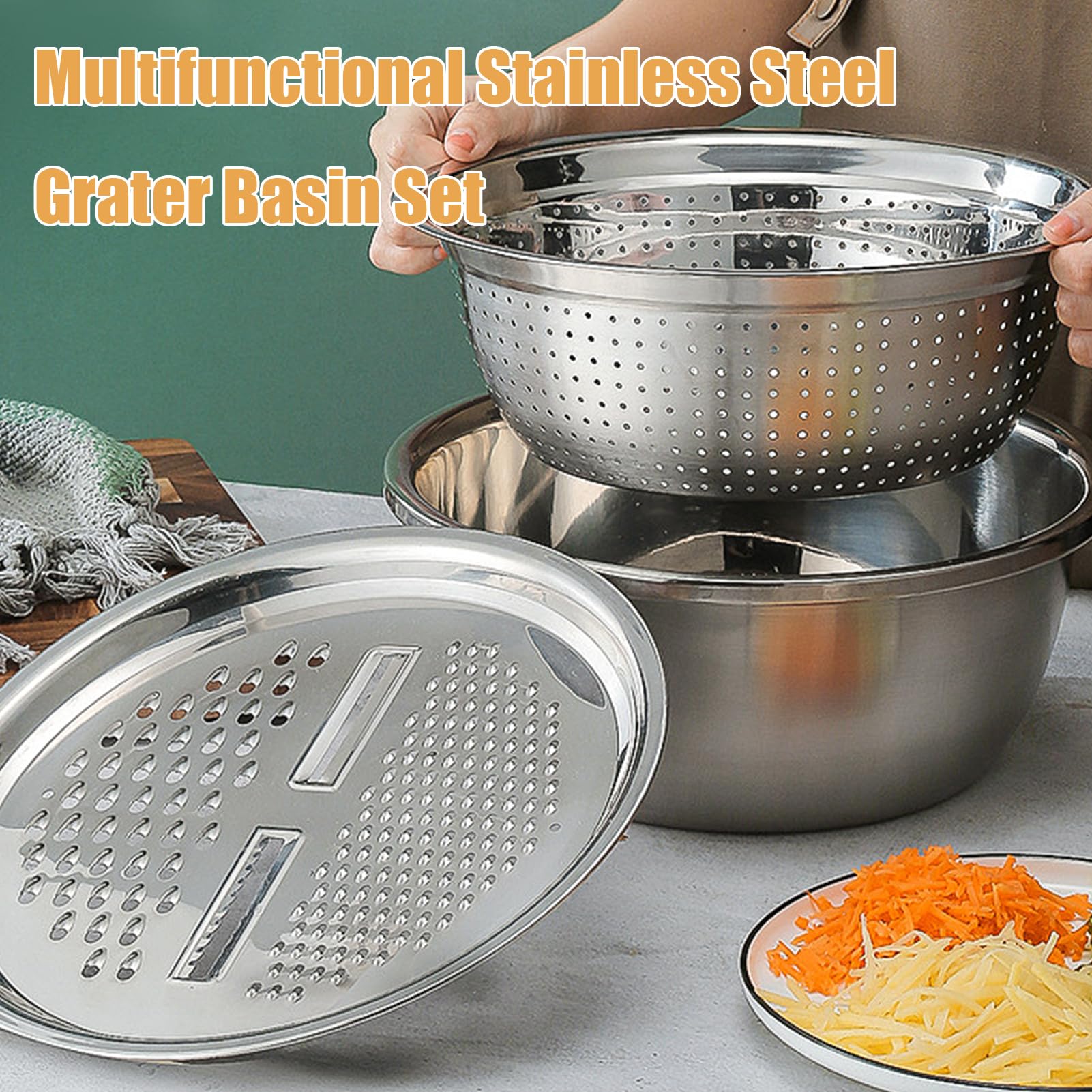 DRXRD Germany 3-in-1 stainless basin with drain tray for efficient rinsing and draining