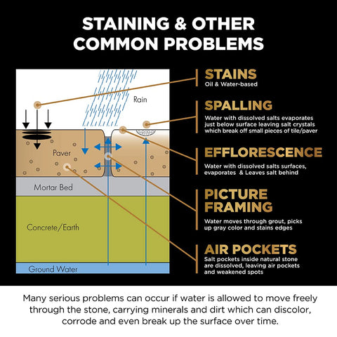 DRY-TREAT Stain Proof applied on stone floor for even coverage and protection.