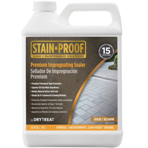 DRY-TREAT Stain Proof bottle ready for surface impregnation against stains.