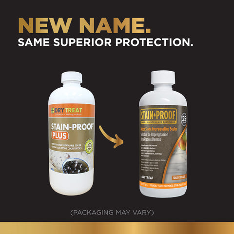 Dry-Treat Stain-Proof Dense Stone Sealer brush for even coverage on marble surfaces.