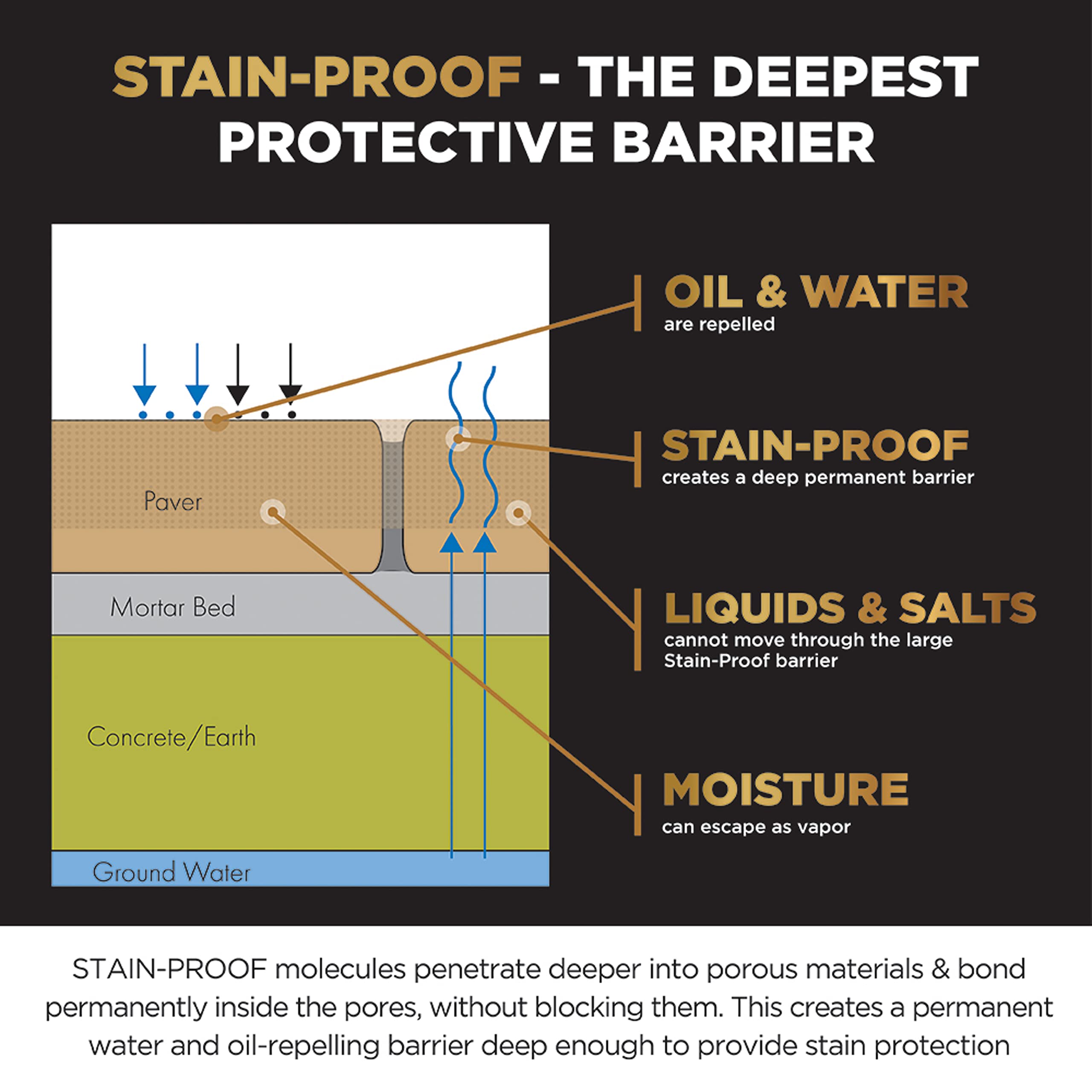 Dry-Treat Stain-Proof Dense Stone Sealer granite surface close-up preserving natural color.