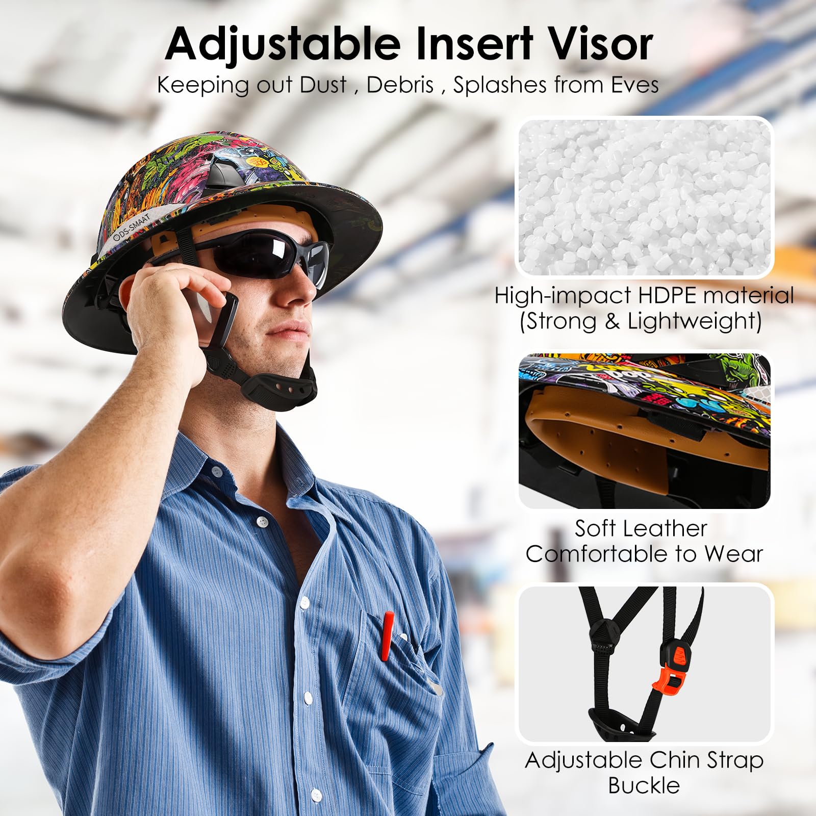 DS-SMAAT vented hard hat with vent slots for airflow