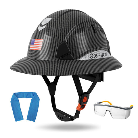 DS-SMAAT Structure full brim hard hat with visor for eye and head protection on site
