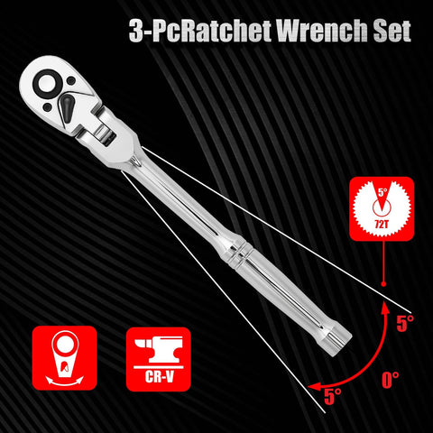 DSBYKJ elbow ratchet 3/8 drive swivel head reaches confined spaces.