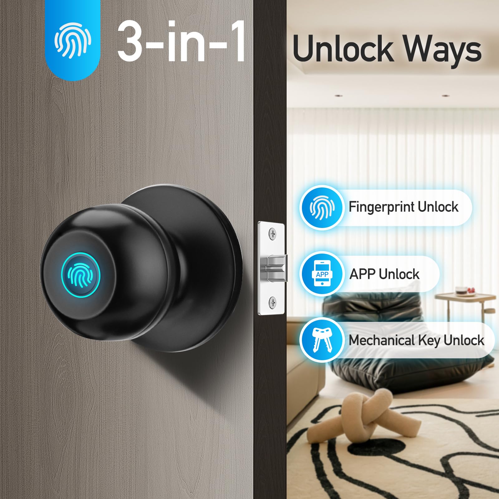 DSJJBLL biometric door lock close-up with fingerprint recognition