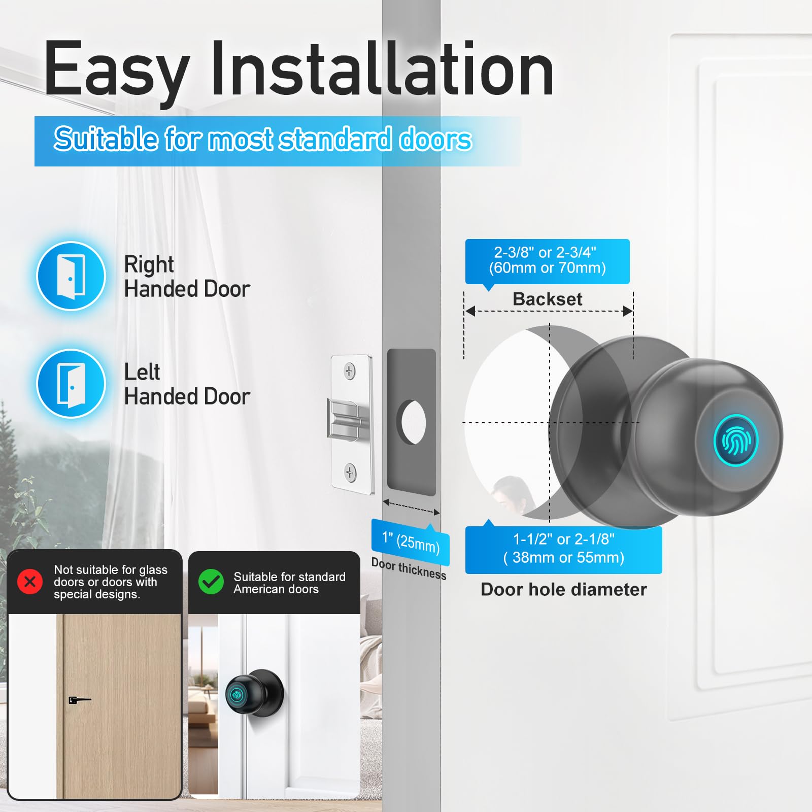 DSJJBLL black door lock close-up with modern hardware