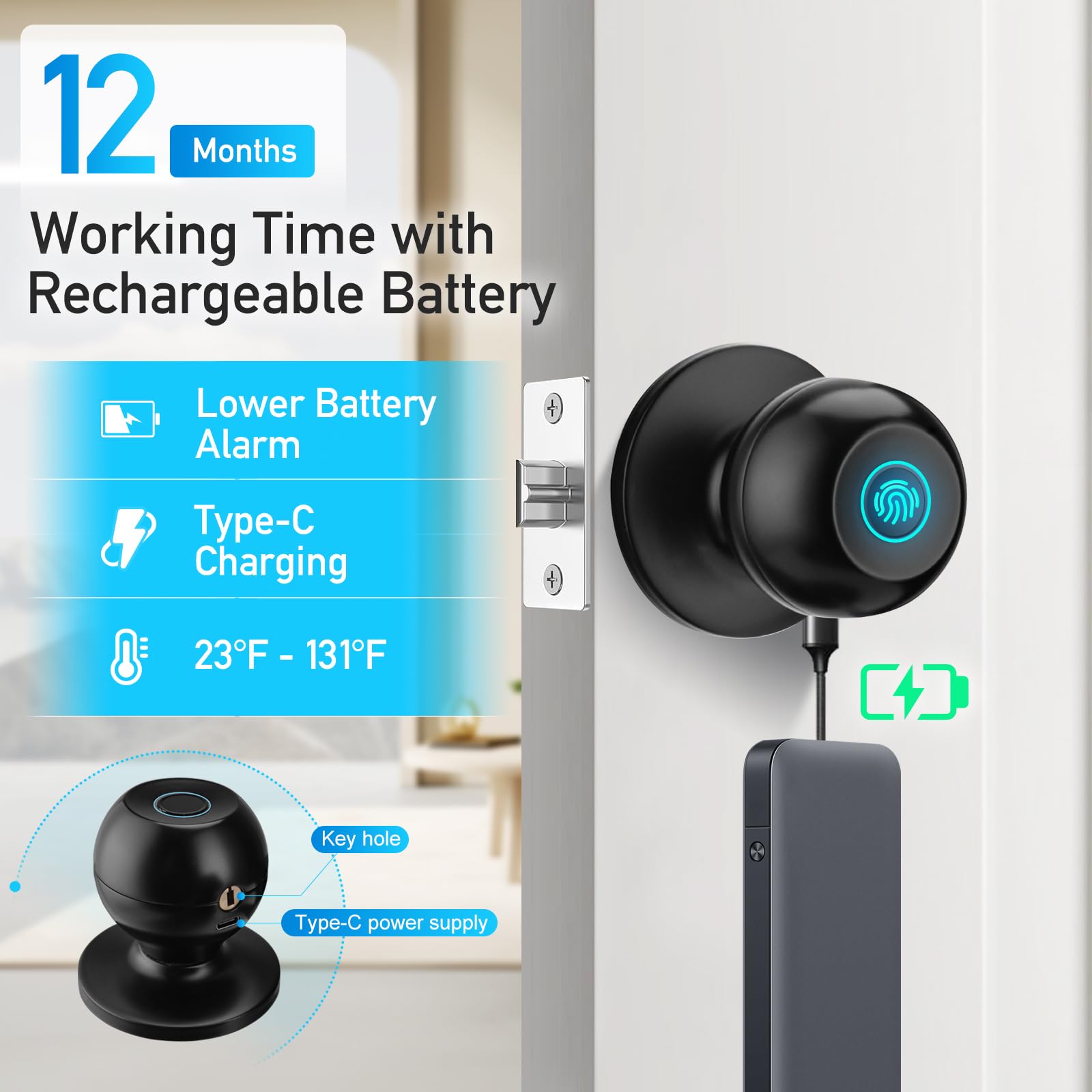 DSJJBLL fingerprint lock battery status display
